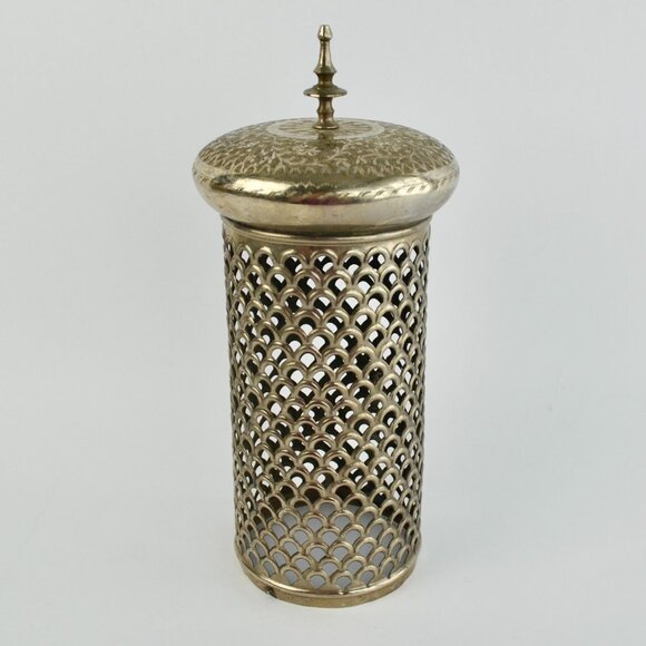 Silverplate Vintage Embossed Silver Candle Lantern MISSING BASE - Picture 1 of 8
